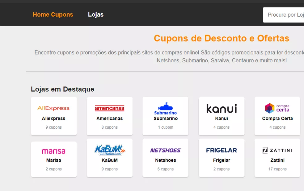 sites de cupons de desconto